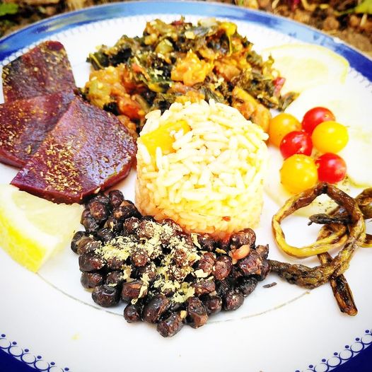 Beringela com couve kale